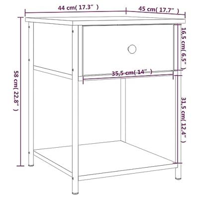 Nachtkastje 44x45x58 cm bewerkt hout bruineikenkleurig