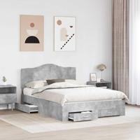 Bedframe met hoofdeinde Beton Grijs 140 x 190 cm Bewerkt hout - thumbnail