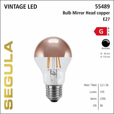 LED Kopspiegellamp dim to warm 4W 250 Lumen filament Segula 55489