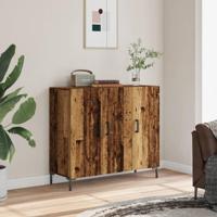 Dressoir 90x34x80 cm bewerkt hout oud houtkleurig - thumbnail