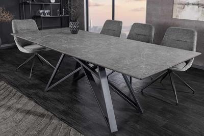 Uitschuifbare eettafel ATLAS 160-200cm grafietgrijs keramiek zwart metaal - 46500