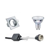 Philips LED Spot Set GU10 - Inbouw Vierkant Chroom - Kantelbaar 80mm - DimTone Warm Wit 2200K-2700K - thumbnail