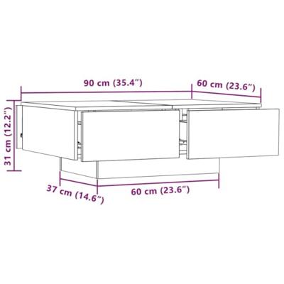 Salontafel 90x60x31 cm bewerkt hout sonoma eikenkleurig Salontafel 90x60x31 cm bewerkt hout sonoma eikenkleurig