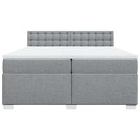 Boxspring met matras stof lichtgrijs 200x200 cm - thumbnail
