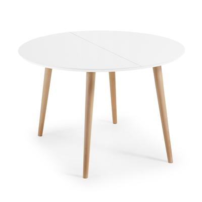 Kave Home Oqui eettafel uitschuifbaar Ø120/200x120 cm Wit