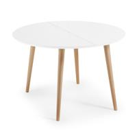 Kave Home Uitschuifbare Ronde Eettafel 'Oqui', 120 - 200 x 120cm, kleur Wit - thumbnail