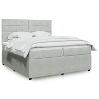 Boxspring met matras fluweel lichtgrijs 200x200 cm - thumbnail