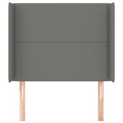 Hoofdbord met randen 163x16x78/88 cm stof donkergrijs - thumbnail