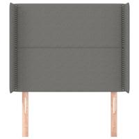 Hoofdbord met randen 203x16x118/128 cm stof donkergrijs - thumbnail
