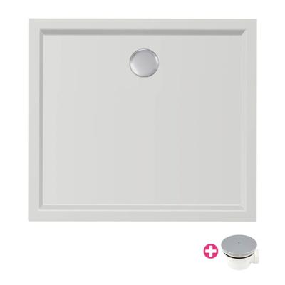 Douchebak Xenz Mariana | 90x80x4 cm | Incl.Afvoersifon-Chroom | Acryl | Rechthoekig | Wit mat