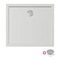 Douchebak Xenz Mariana | 90x80x4 cm | Incl.Afvoersifon-Chroom | Acryl | Rechthoekig | Wit mat - thumbnail