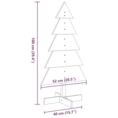 Kerstdecoratie kerstboom 100 cm massief grenenhout wasbruin