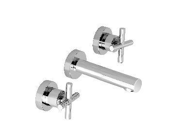 TRES Bimax wastafelkraan inbouw met kruisgrepen en uitloop 160 mm 163152