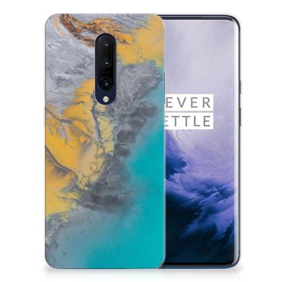 OnePlus 7 Pro | TPU | Siliconen hoesje | Marble Blue Gold