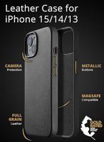 Mujjo Leather Case met MagSafe iPhone 14 zwart - thumbnail