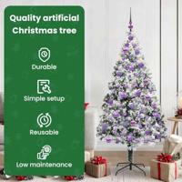 Kunstkerstboom met 300 LED Wit 180 cm PVC en Staal en Kunststof - thumbnail