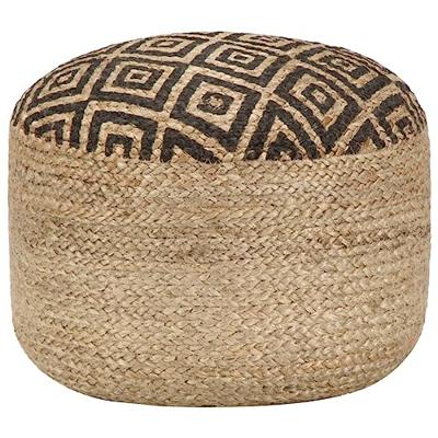 VidaXL Poef handgemaakt 45x30 cm jute zwart VidaXL Poef handgemaakt 45x30 cm jute zwart