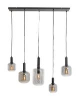 Light & Living Hanglamp 'Lekar' 5-Lamps, kleur Mat Zwart / Smoke - thumbnail