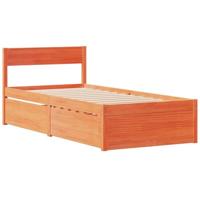 Bed met lades en matras massief grenenhout wasbruin 90x200 cm - thumbnail