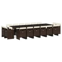 17-delige Tuinset met kussens poly rattan bruin - thumbnail