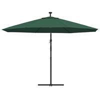 Zweefparasol met LED-verlichting en metalen paal 350 cm groen - thumbnail