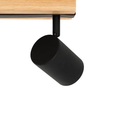 QAZQA Plafondlamp zwart met hout 2-lichts verstelbaar rechthoekig -