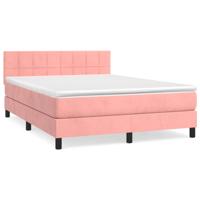 Boxspring met matras fluweel roze 140x200 cm - thumbnail