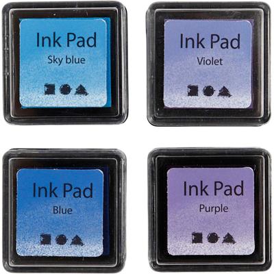 Creativ Company Stempelinkt blauw tinten/paars, 4st.