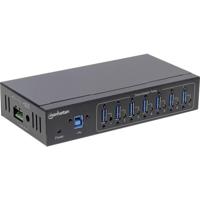 Manhattan 164405 USB 3.2 Gen 1-hub 7 poorten Met metalen behuizing, Voor industriële toepassingen, Voor wandmontage Zwart - thumbnail