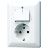 Jung AS500 combinatie wandcontactdoos met randaarde en serieschakelaar wit AS5575EUWW - thumbnail