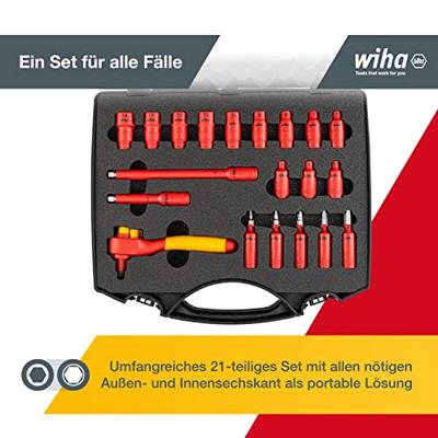 Wiha Ratelsleutelset geïsoleerd | 1/4" | 21-delig | incl. koffer - 43025 - 43025