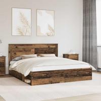 Bedframe met hoofdeinde Oudhout 200 x 200 cm Massief grenenhout - thumbnail