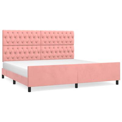 Bedframe met hoofdeinde fluweel roze 200x200 cm Bedframe met hoofdeinde fluweel roze 200x200 cm