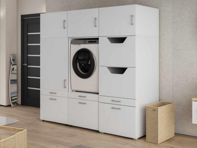 Kast WASHING 1 machine met kast voor wasgoed en kast LARGE wit