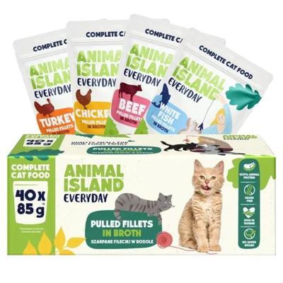 ANIMAL ISLAND Everyday Beef, chicken, turkey and white fish fillets in broth - nat kattenvoer - 40 x 85g