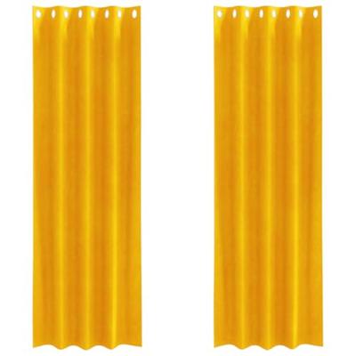 VidaXL Verduisterende gordijnen 2 pcs mosterdgeel 140 x 225 cm fluweel