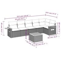 7-delige Loungeset met kussens poly rattan beige - thumbnail