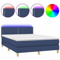 Boxspring met matras en LED stof blauw 140x200 cm - thumbnail