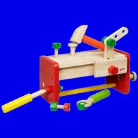 Goki houten werkbankje en gereedschapskist 2in1 - thumbnail