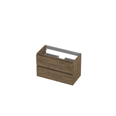 INK - Onderkast 2 Laden Greeploos met Houten Keerlijst - 800x400x520 Mm - Naturel Eiken