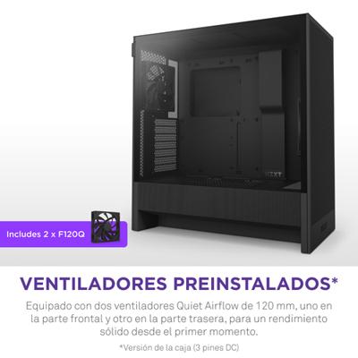 NZXT h5 flow v2 midi tower behuizing (zwart | 1x usb-a | 1x usb-c | tempered glass)