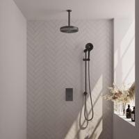 BRAUER Stripe Thermostatische Inbouw Regendouche - 3-weg - rechthoekig - SET 24 - 25cm douchekop - plafondarm - 3-standen handdouche - doucheslang - geïntegreerde glijstang - gunmetal geborsteld PVD 5-GM-411 - thumbnail