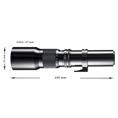 Walimex 12701 500 mm 0.000787037037037037 DSLR-lens (filterdiameter 67 mm, met uittrekbare lenskap) voor T2 bajonet zwart