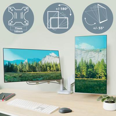 Leitz Ergo ruimtebesparende monitorarm, dubbel, lichtgrijs Leitz Ergo ruimtebesparende monitorarm, dubbel, lichtgrijs