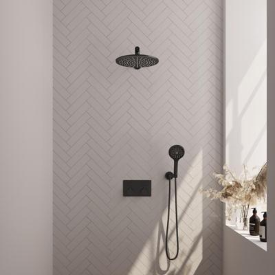 Black Edition thermostatische inbouw regendouche SET 56 met 30 cm douchekop en 3-standen handdouche - mat zwart Black Edition thermostatische inbouw regendouche SET 56 met 30 cm douchekop en 3-standen handdouche - mat zwart