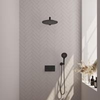 Black Edition thermostatische inbouw regendouche SET 56 met 30 cm douchekop en 3-standen handdouche - mat zwart - thumbnail