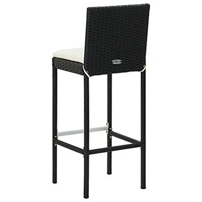 Barkrukken 6 st met kussens poly rattan zwart - thumbnail
