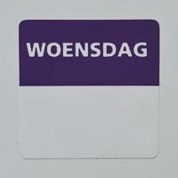 Etiket woensdag wit/paars 25x25mm 500 st - thumbnail