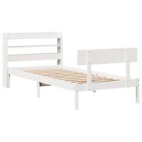 Bedframe zonder matras massief grenenhout wit 140x200 cm - thumbnail