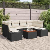 Tuinbankenset met opslag 7 pcs Zwart en Crème poly rattan - thumbnail